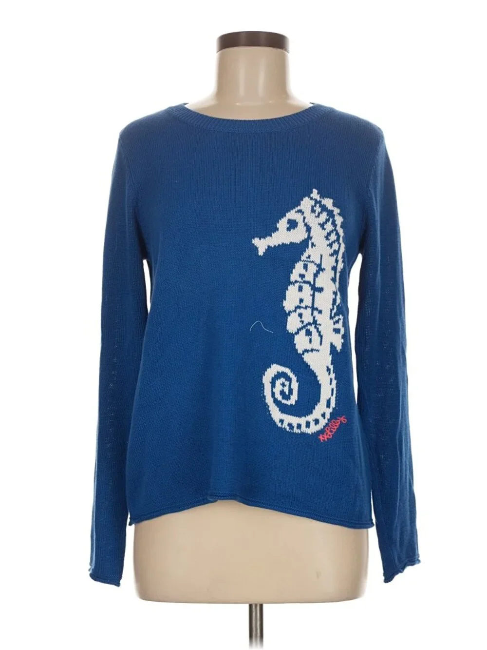 Lilly Pulitzer Kellyn Seahorse Sweater Barton Blue Beach Classic sz Medium HTF
